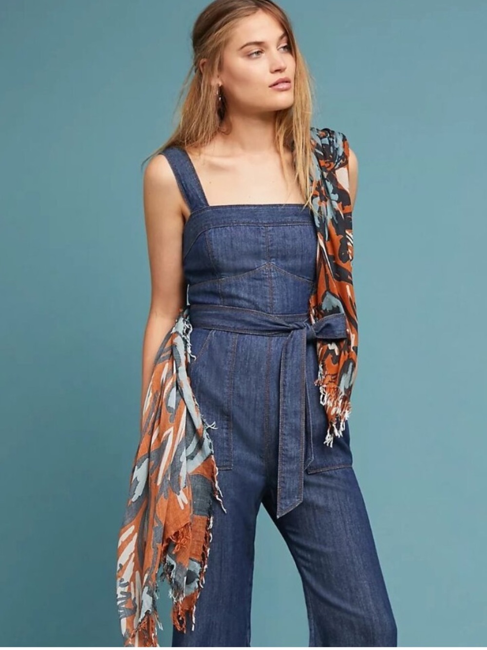 ETT:TWA Anthropologie Wide Leg Jean Denim Jumpsuit